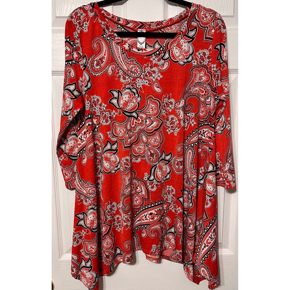 Honeyme Red Paisley Swing Tunic